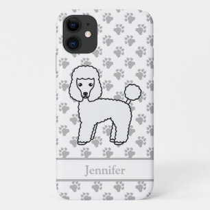 Witte Toy Poodle Schattige Cartoon Hond & Naam Case-Mate iPhone Case