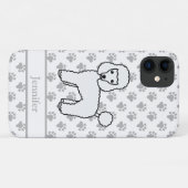 Witte Toy Poodle Schattige Cartoon Hond & Naam Case-Mate iPhone Case (Achterkant (horizontaal))