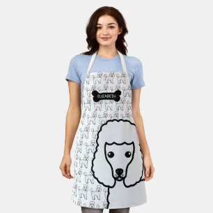 Witte Toy Poodle Schattige Cartoon Hond & Naam Schort