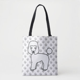 Witte Toy Poodle Schattige Cartoon Hond Tote Bag