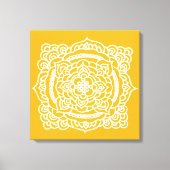 Witte Tracery Ornament Geel Canvas Print (Voorkant)