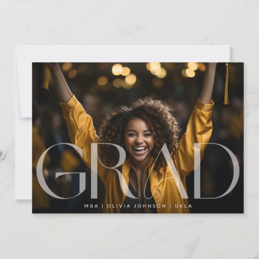 Witte Transparante Moderne Foto Graduation Party Aankondiging (Voorkant)