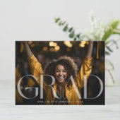 Witte Transparante Moderne Foto Graduation Party Aankondiging (Staand voorkant)