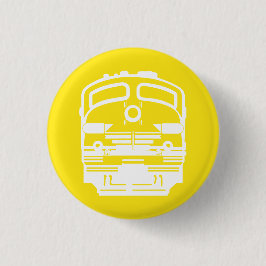 Witte Trein Motor Profiel op Gele Achtergrond Ronde Button 3,2 Cm