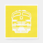 Witte Trein Motor Profiel op Gele Achtergrond Servet (Voorkant)