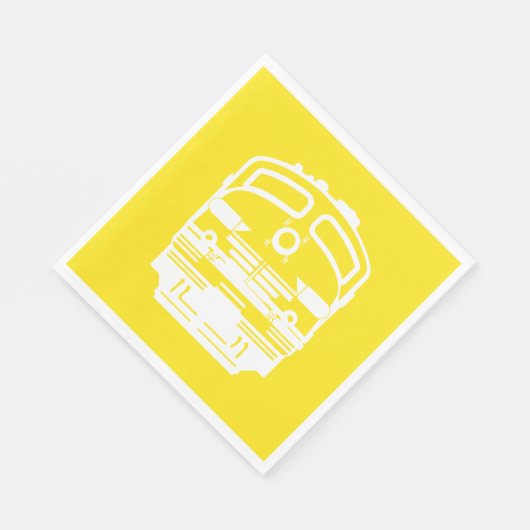 Witte Trein Motor Profiel op Gele Achtergrond Servet (Hoek)