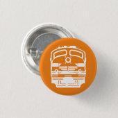 Witte Trein Motorprofiel op Oranje Achtergrond Ronde Button 3,2 Cm (Voorkant /achterkant)