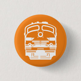 Witte Trein Motorprofiel op Oranje Achtergrond Ronde Button 3,2 Cm