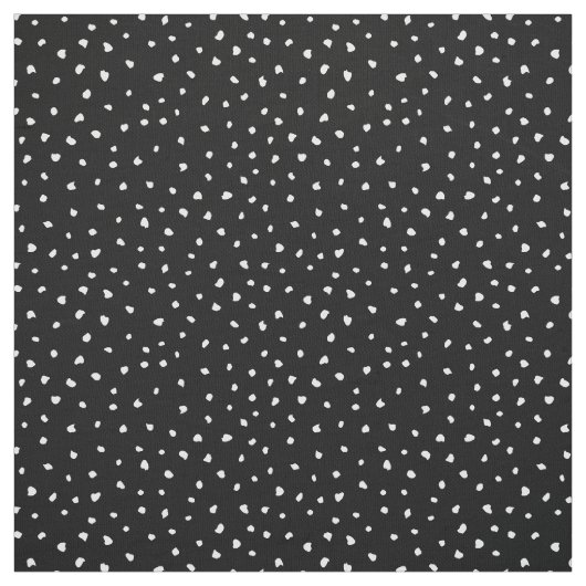 Witte Trendy Abstracte Stippen op Chic Black Stof (Swatch)