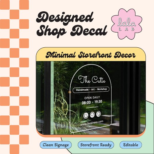 Witte trendy decal voor ambachtelijke winkelpui