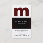 Witte trendy moderne donkerrode monogram visitekaartje (Voorkant)