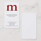 Witte trendy moderne donkerrode monogram visitekaartje (Voorkant / Achterkant)