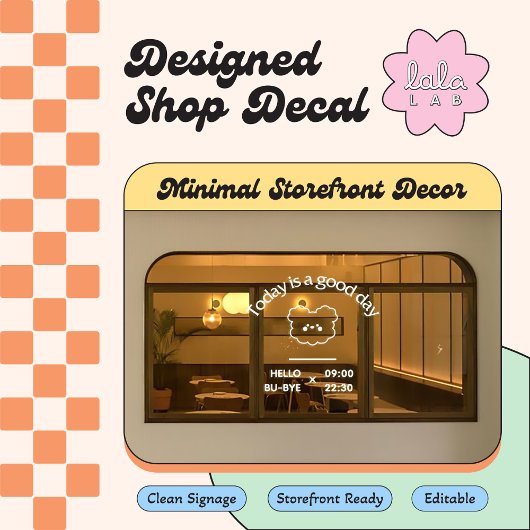 Witte trendy welkom venstersticker voor coffeeshop raamsticker