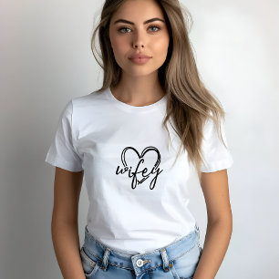 Witte Trendy Wifey In Hart Print Vrouw T-shirt