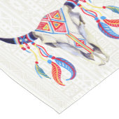 Witte Tribal Bull schedel en veren Korte Tafelloper (Hoek)