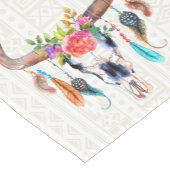 Witte tribale patroon Bull Skull Korte Tafelloper (Hoek)