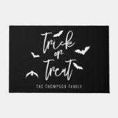 Witte Trick Or Treat tekst met Vleermuizen Hallowe Deurmat (Voorkant)