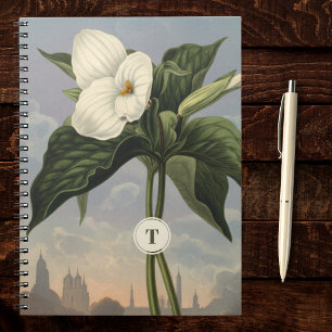 Witte Trillium Bloem in Temple of Flora Stijl Notitieboek