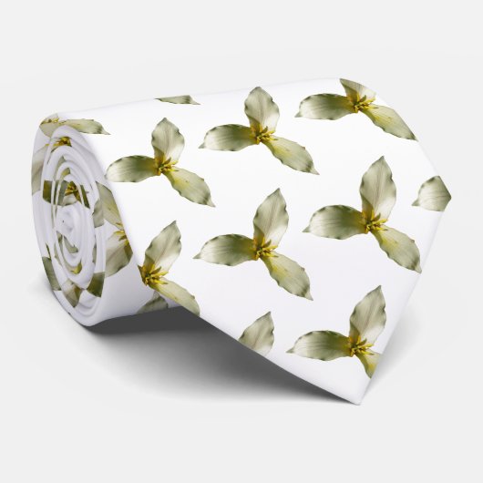 Witte Trillium Bloem Lente Wilde Bloem Stropdas (Opgerold)