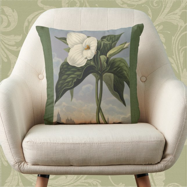 Witte Trillium Bosbloem uit de Oude Tijd Kussen (Creator heeft geüpload)