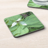 witte trillium met groenvoer drankjes onderzetter (Linkerzijde)