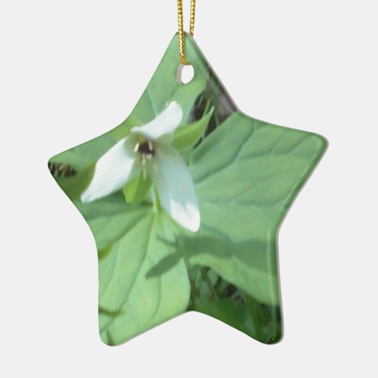 witte trillium met groenvoer keramisch ornament (Links)