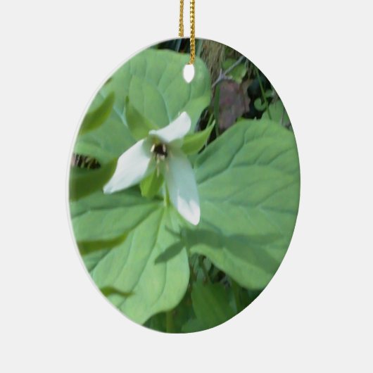 witte trillium met groenvoer keramisch ornament (Rechts)