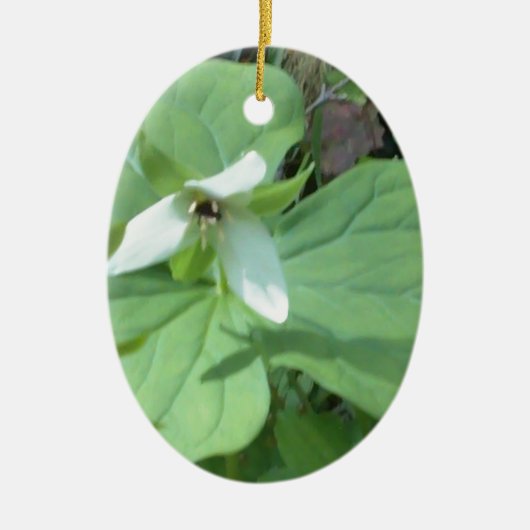 witte trillium met groenvoer keramisch ornament (Voorkant)
