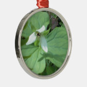 witte trillium met groenvoer metalen ornament (Rechts)