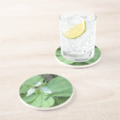 witte trillium met groenvoer zandsteen onderzetter (Zijkant)