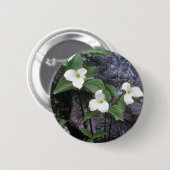 witte trilliumbloemen ronde button 5,7 cm (Voorkant /achterkant)