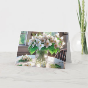 Witte Trilliums Boeket voor Verjaardag Kaart