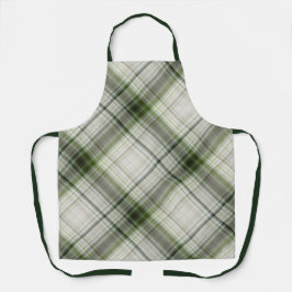 Witte Trilliums Groen en Wit Plaid Schort