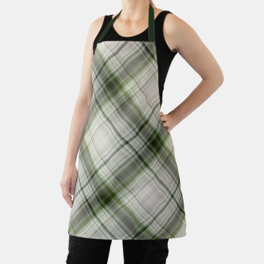 Witte Trilliums Groen en Wit Plaid Schort (Insitu)