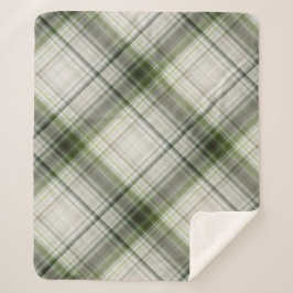 Witte Trilliums Groen en Wit Plaid Sherpa Deken