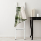 Witte Trilliums Groen en Wit Plaid Sherpa Deken (In situ)