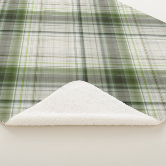 Witte Trilliums Groen en Wit Plaid Sherpa Deken (3/4)