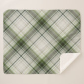 Witte Trilliums Groen en Wit Plaid Sherpa Deken (Voorkant (horizontaal))