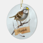 Witte troebele mug past Naam aan Keramisch Ornament (Links)