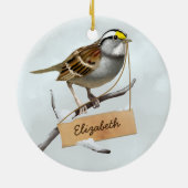 Witte troebele mug past Naam aan Keramisch Ornament (Achterkant)