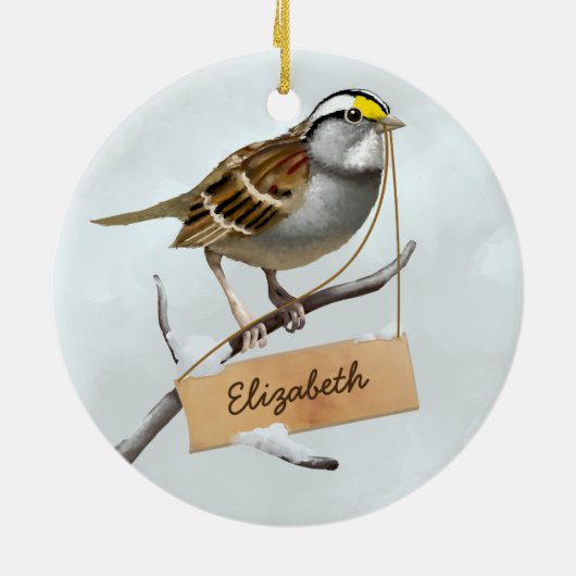 Witte troebele mug past Naam aan Keramisch Ornament (Achterkant)