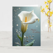 Witte Trompet Verjaardagskaart Kaart (Gele Bloem)