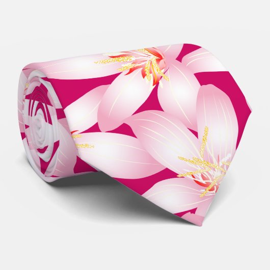 Witte tropische bloem in roze stropdas (Opgerold)