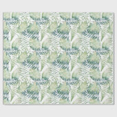 Witte tropische groene bladeren cadeaupapier (Vlak)