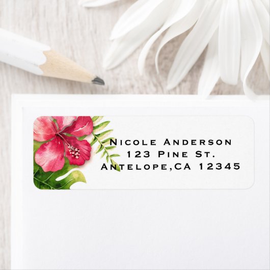 Witte tropische hibiscus laat chique bruiloft aloh etiket (Insitu)