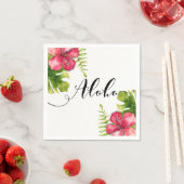 Witte tropische hibiscus laat chique bruiloft aloh servet (Insitu)