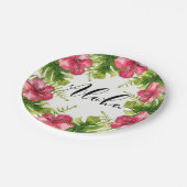 Witte Tropische Hibiscus Verlaat ALOHA Trouwfeest Papieren Bordje (Gekanteld)