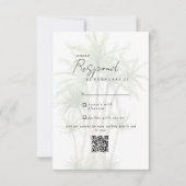 Witte Tropische Moderne Huwelijk QR Code RSVP (Voorkant)