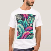 Witte Tropische Tijger T-shirt – vet Oerwoud kunst (Voorkant)