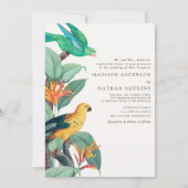  Witte Tropische Vogel Huwelijksuitnodiging Kaart (Voorkant)